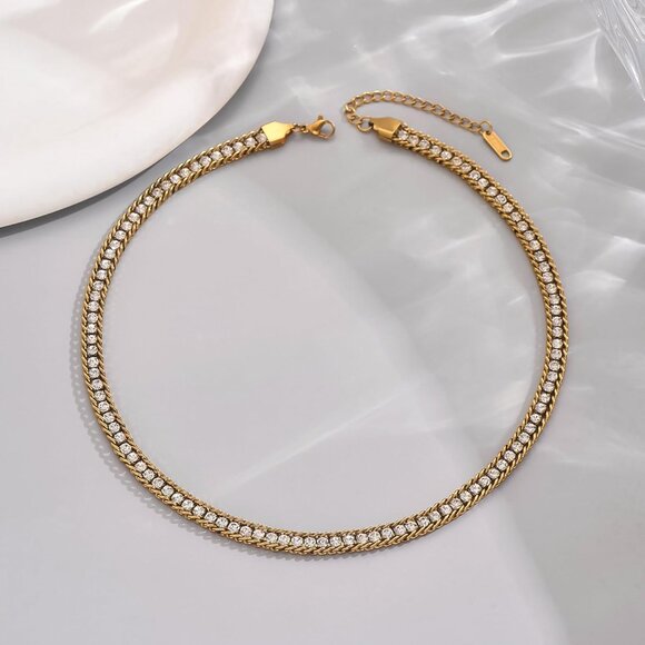 ⚡Elegant Gold Chain Necklace with Sparkling Crystals Choker Jewelry for Women - Picture 5 of 7